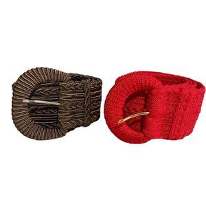 Vintage Woven Belt Collezione New York Made In USA Brown Red 2” Wide Cinch Lot 2